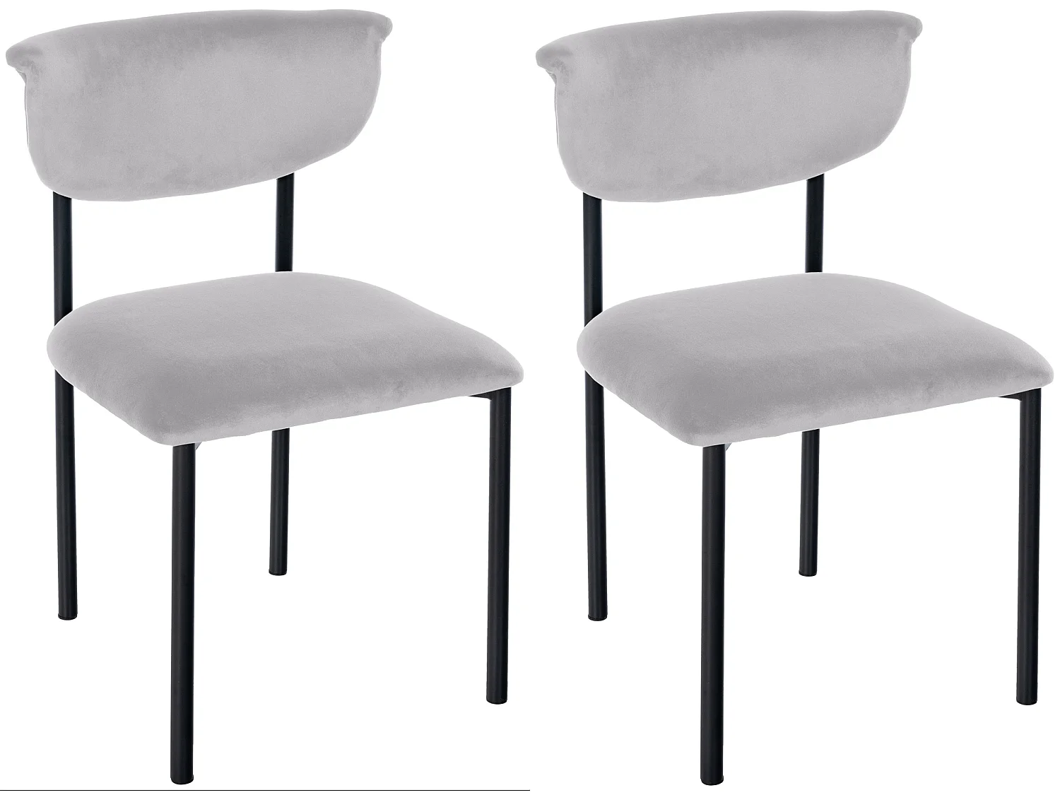 Lot de 2  chaise salle à manger - Velours - Gris - Gambell