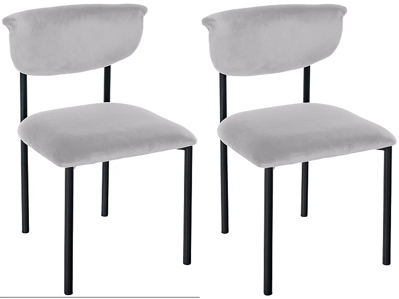Lot de 2  chaise salle à manger - Velours - Gris - Gambell