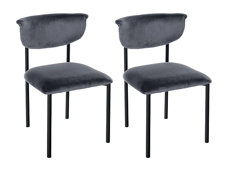 Lot de 2  chaise salle à manger - Velours - Gris foncé - Gambell