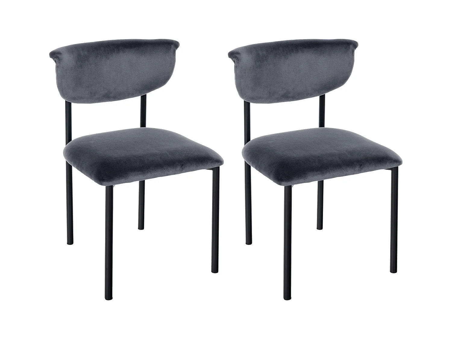 Lot de 2  chaise salle à manger - Velours - Gris foncé - Gambell