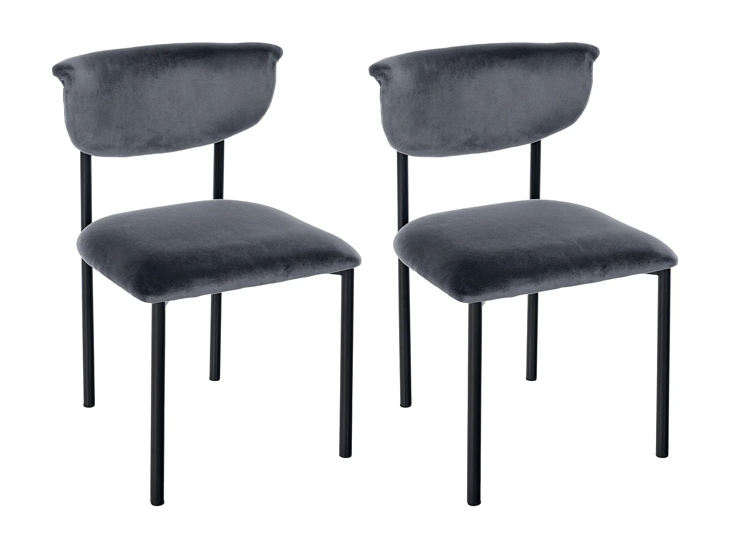 Lot de 2  chaise salle à manger - Velours - Gris foncé - Gambell