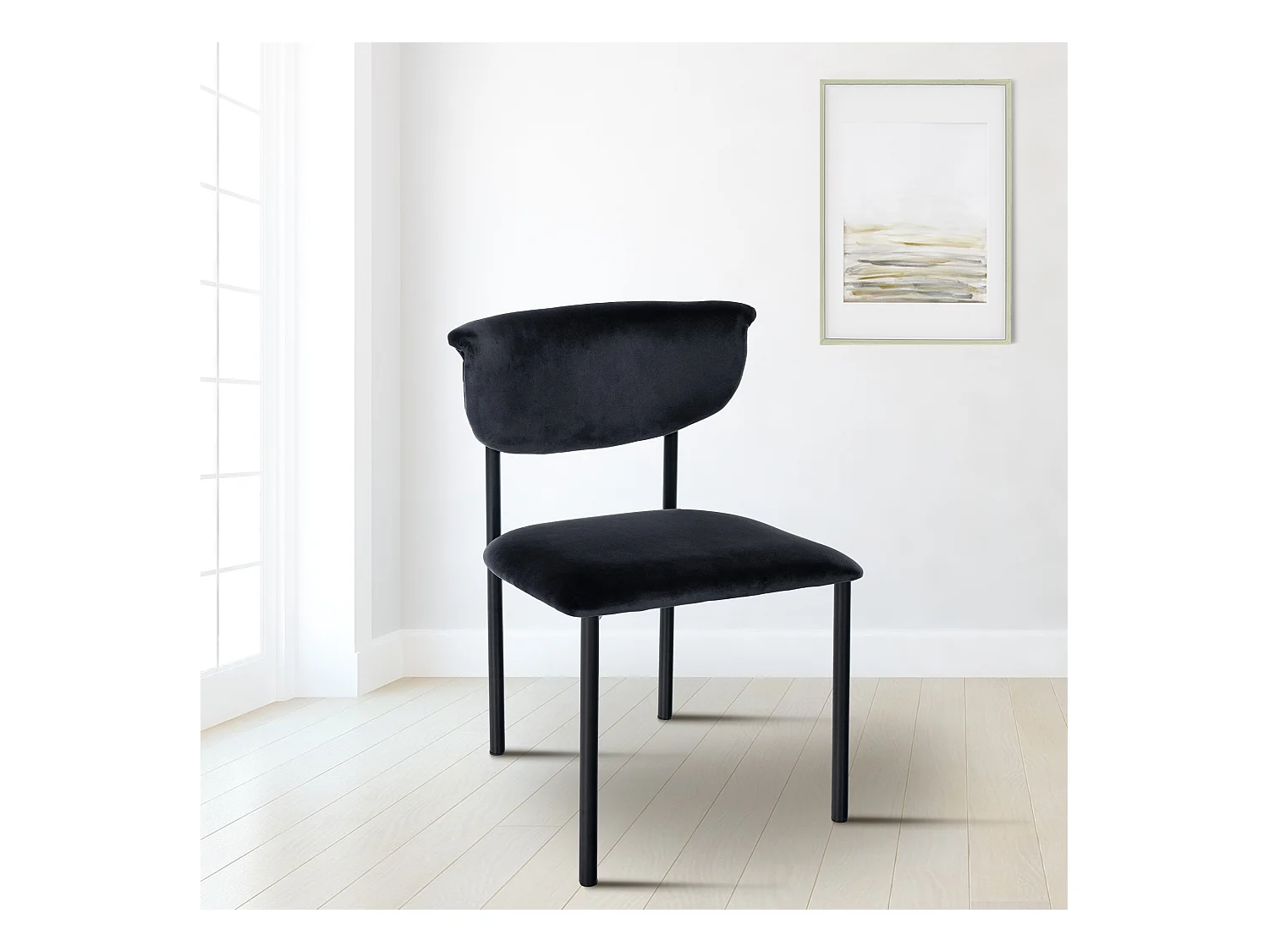 Lot de 2  chaise salle à manger - Velours - Noir - Gambell