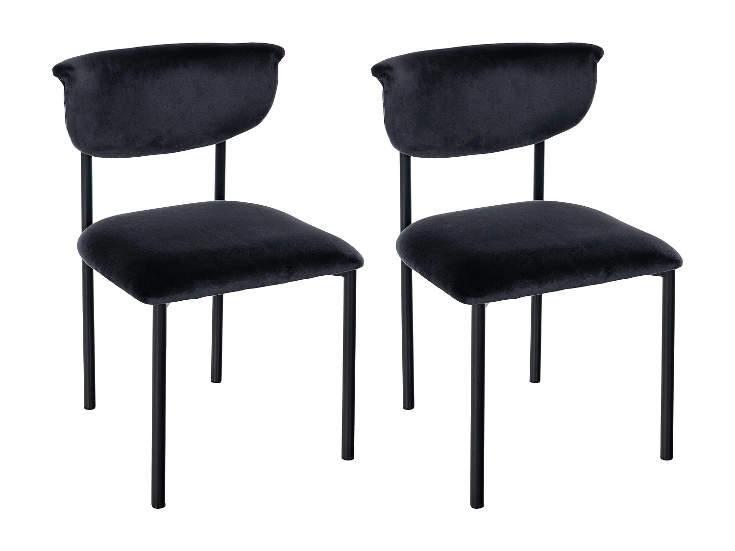 Lot de 2  chaise salle à manger - Velours - Noir - Gambell