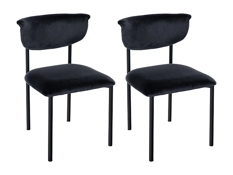 Lot de 2  chaise salle à manger - Velours - Noir - Gambell