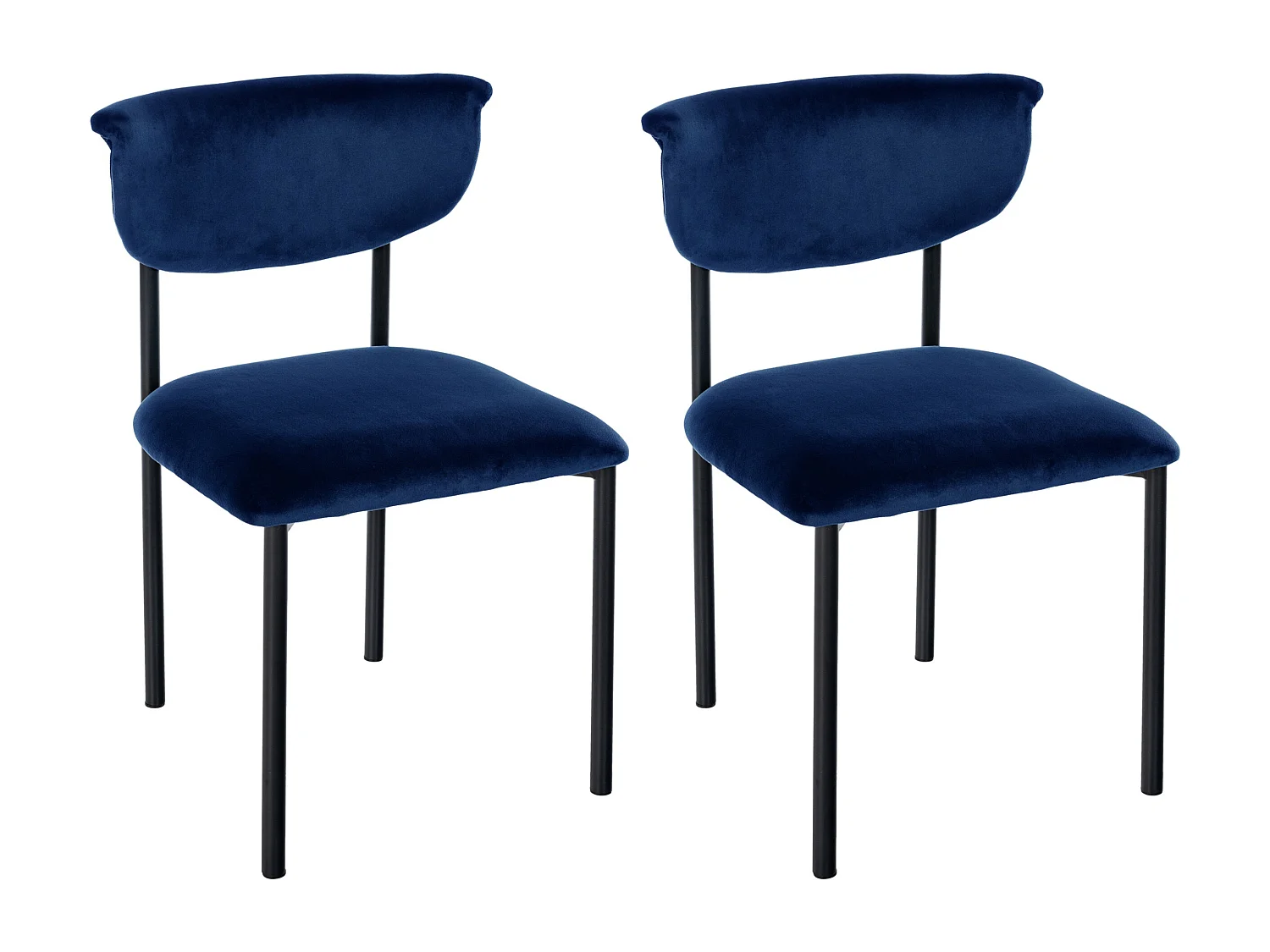 Lot de 2  chaise salle à manger - Velours - Bleu foncé - Gambell