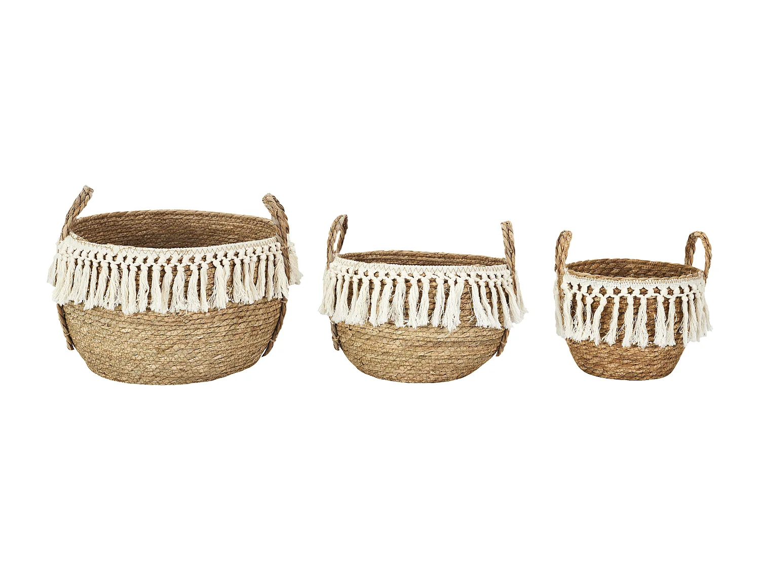 Panier Tresse Gigogne X3 Marron, Beige