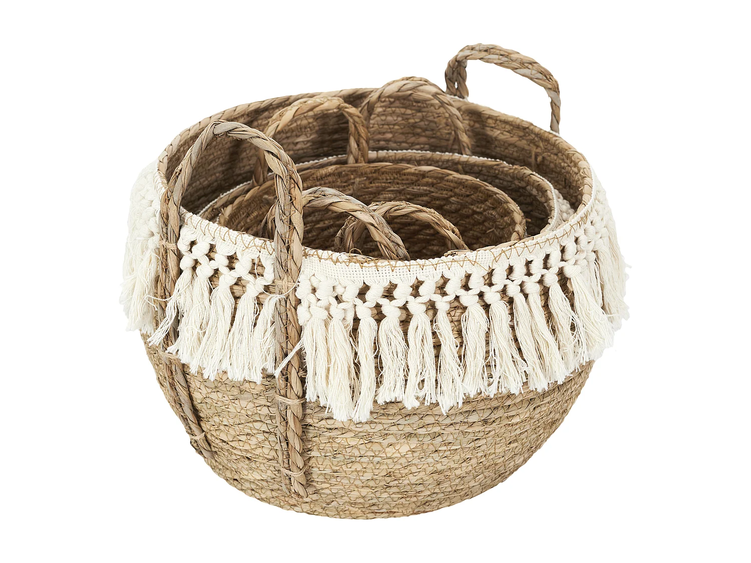 Panier Tresse Gigogne X3 Marron, Beige