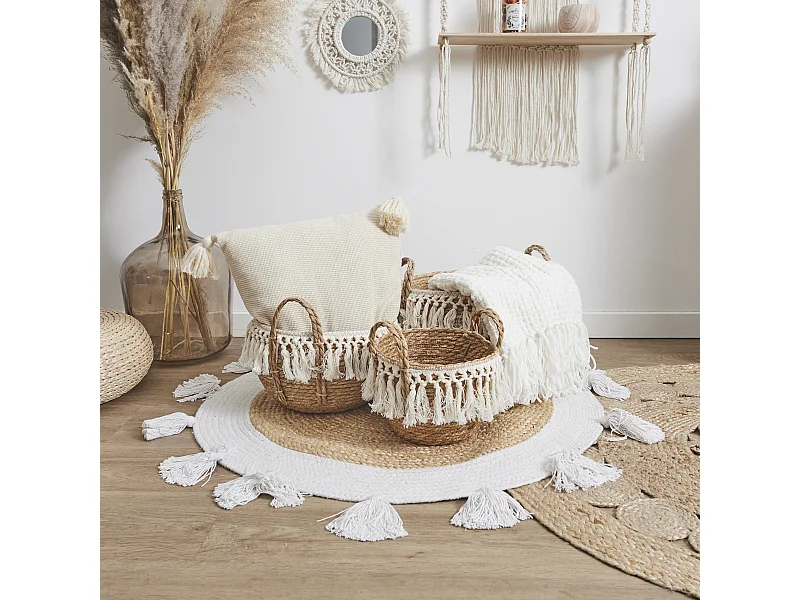 Panier Tresse Gigogne X3 Marron, Beige