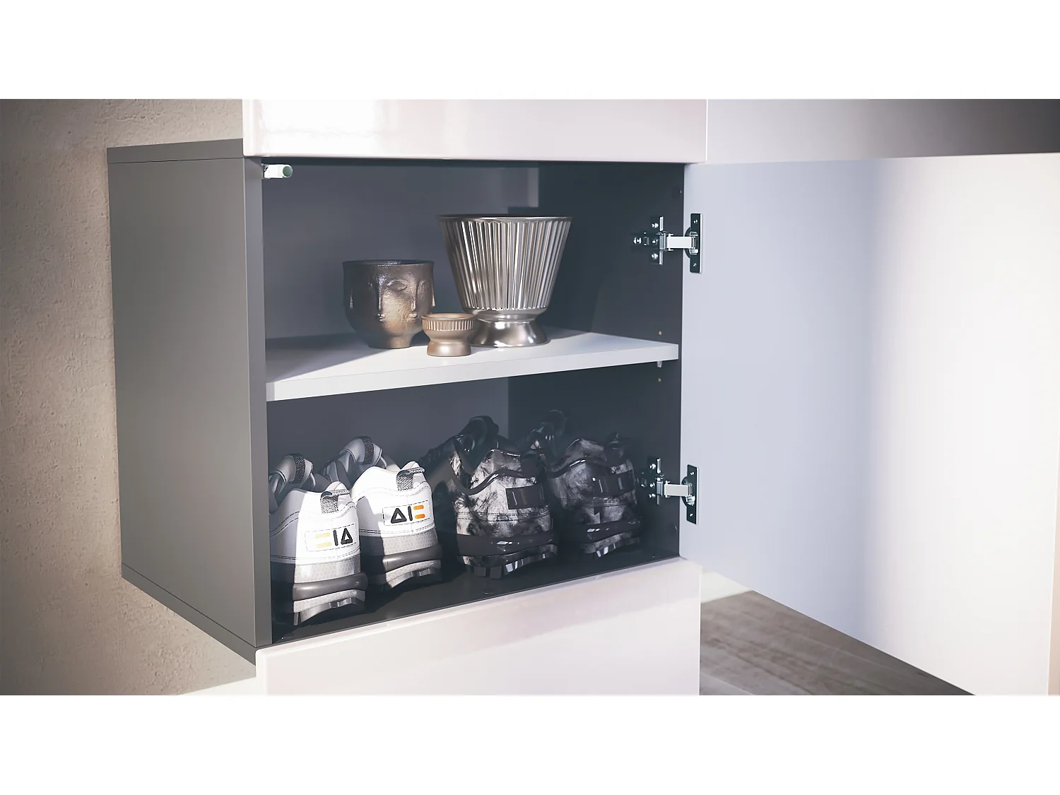 Penderie Carlton Set 5, Meuble d’entrée comprenant 1 panneau porte-manteau avec porte intégrée et 1 tringle, anthracite mat/aspect bronzé (52 x 193 x 35 cm)