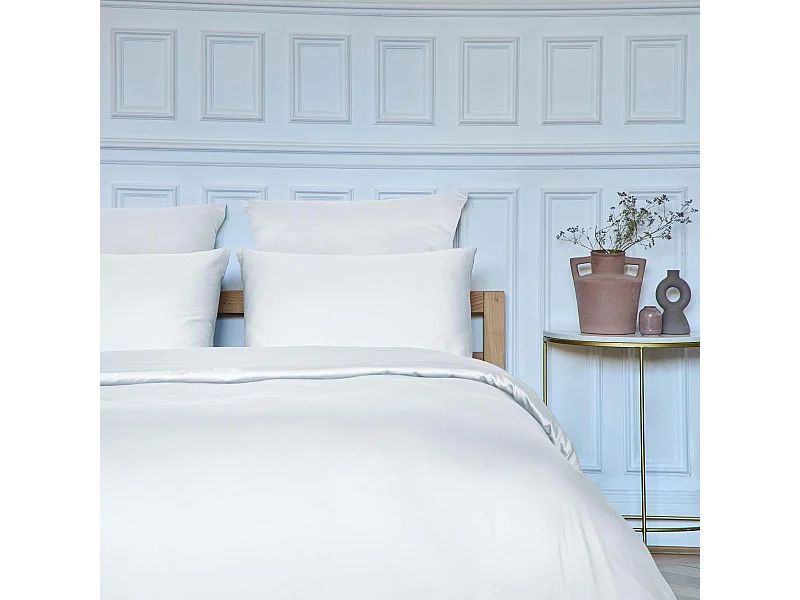 Habitat - Taie d'oreiller en satin de coton - 65 x 65 cm - Blanc - Alexane