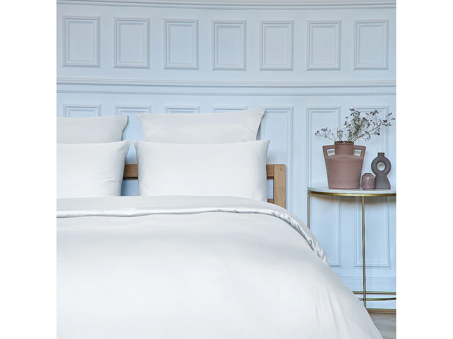 Taie d'oreiller en satin de coton - 65 x 65 cm - Blanc