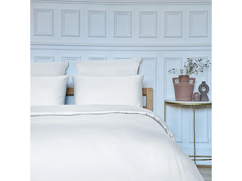 Habitat - Taie d'oreiller en satin de coton - 65 x 65 cm - Blanc - Alexane