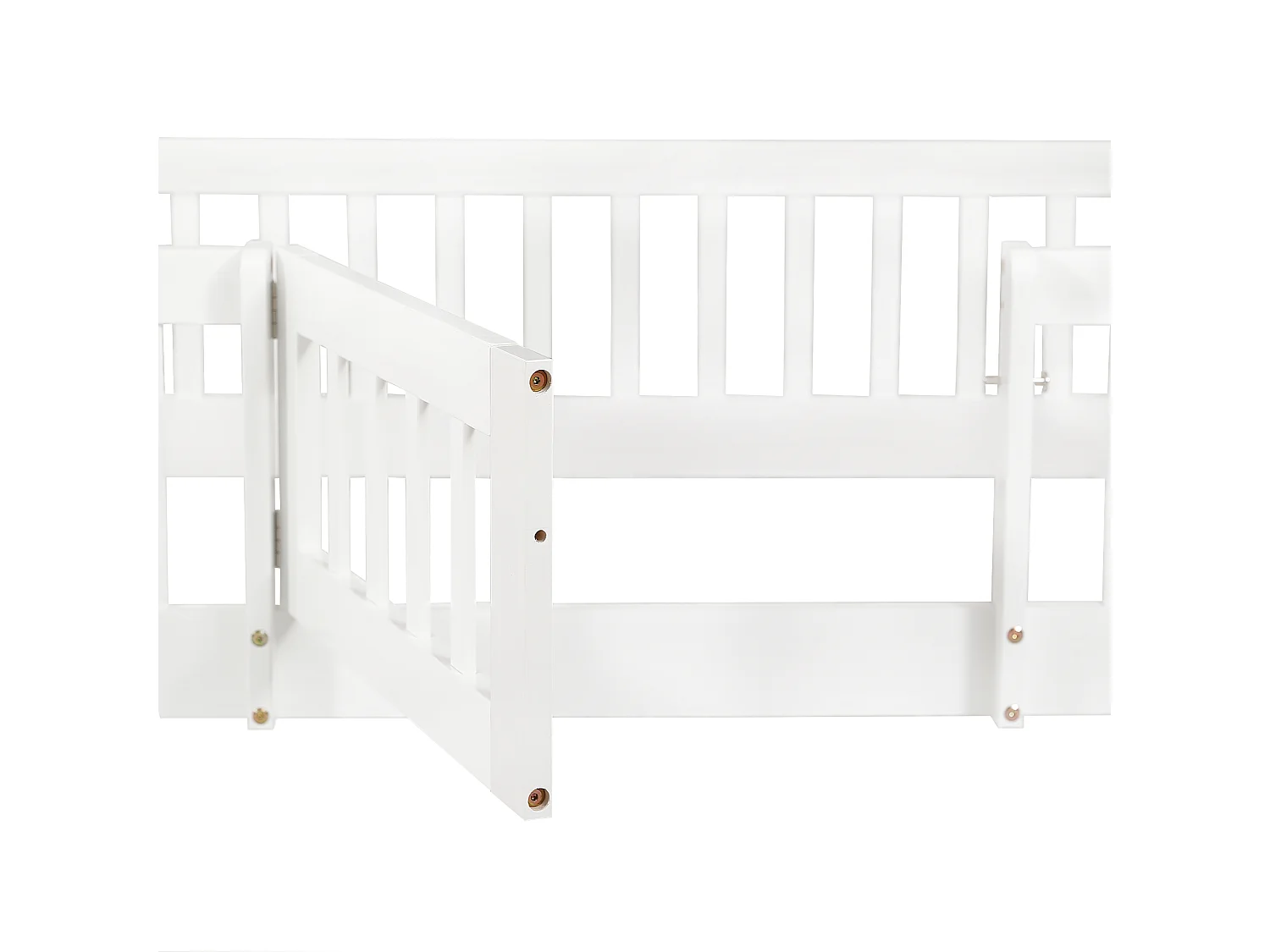 Łóżko piętrowe 90x200 cm, sosna, łóżko dziecięce z barierką, drabinką i drzwiczkami - białe