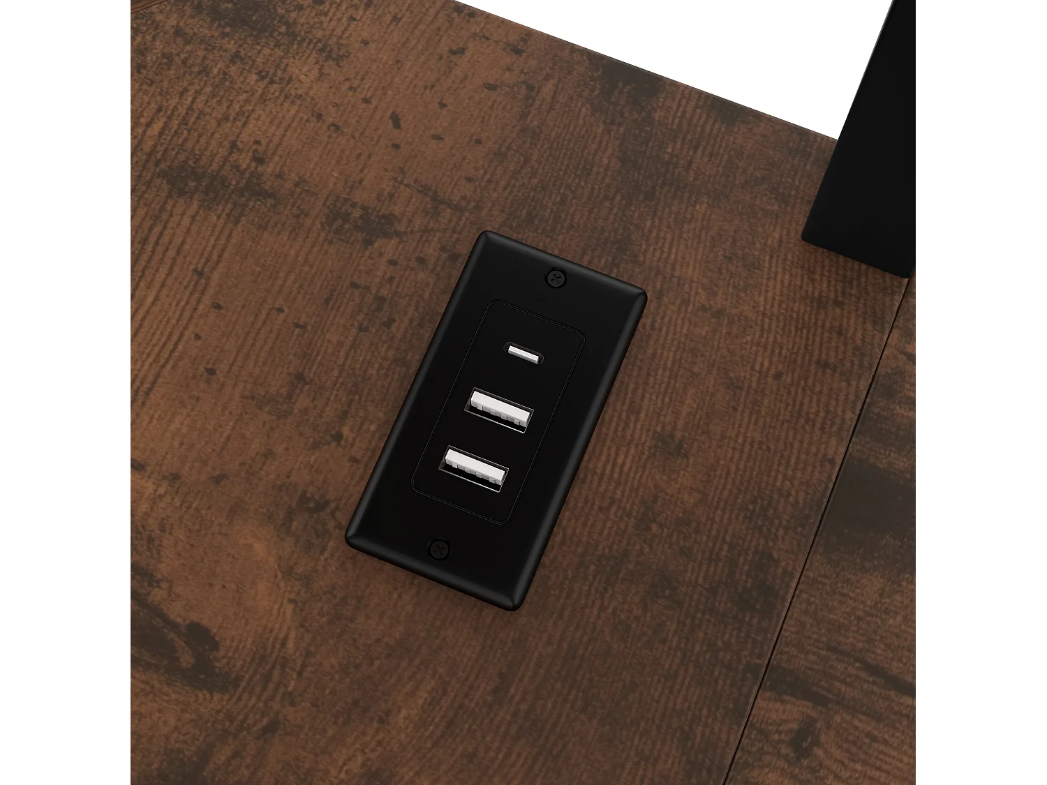 Hoogslaper 140 x 200 cm, volwassen bed met bureau, USB-aansluiting en led-verlichting, zwart - zonder matras