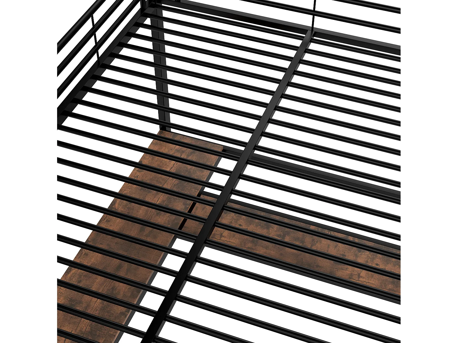 Hoogslaper 140 x 200 cm, volwassen bed met bureau, USB-aansluiting en led-verlichting, zwart - zonder matras