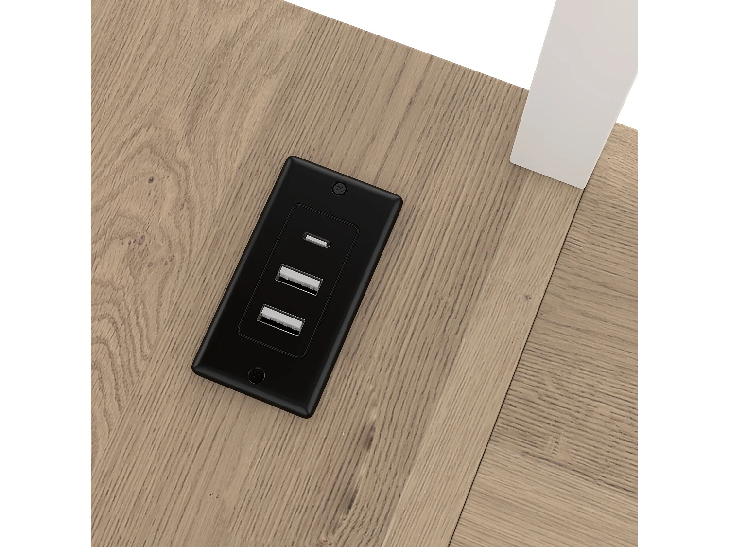 Hoogslaper 90 x 200 cm, volwassen bed met bureau, USB-aansluiting en led-verlichting, wit - zonder matras