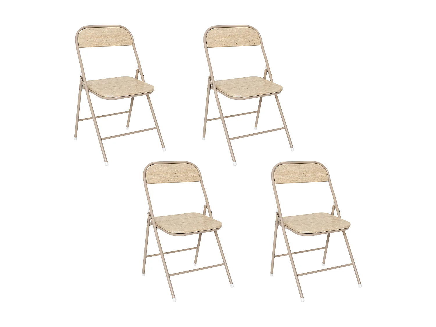 Chaise Pliante Terra Nova - Lot De 4 Blanc, Beige