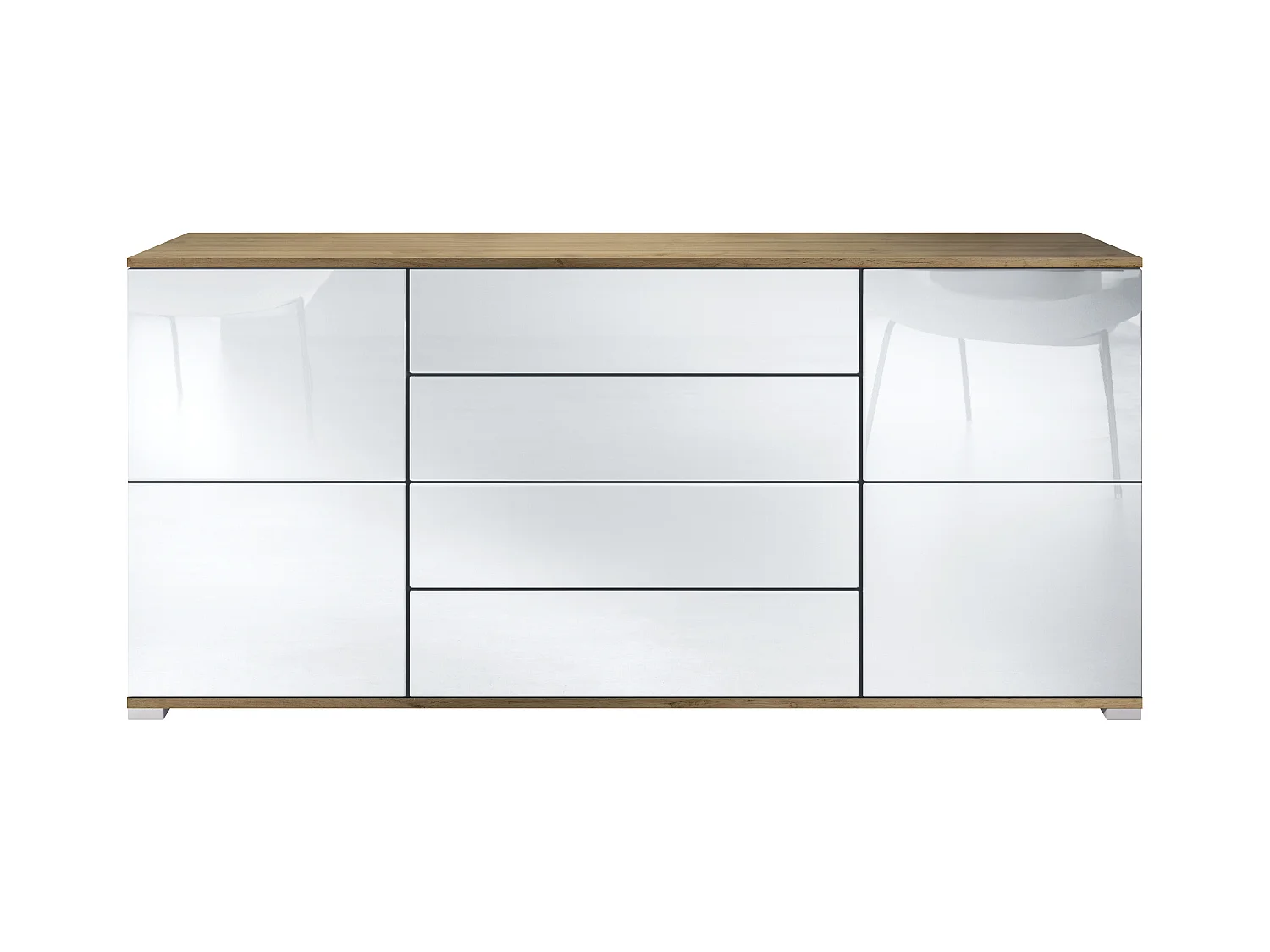 SIDEBOARD Rova Weiß Hochglanz