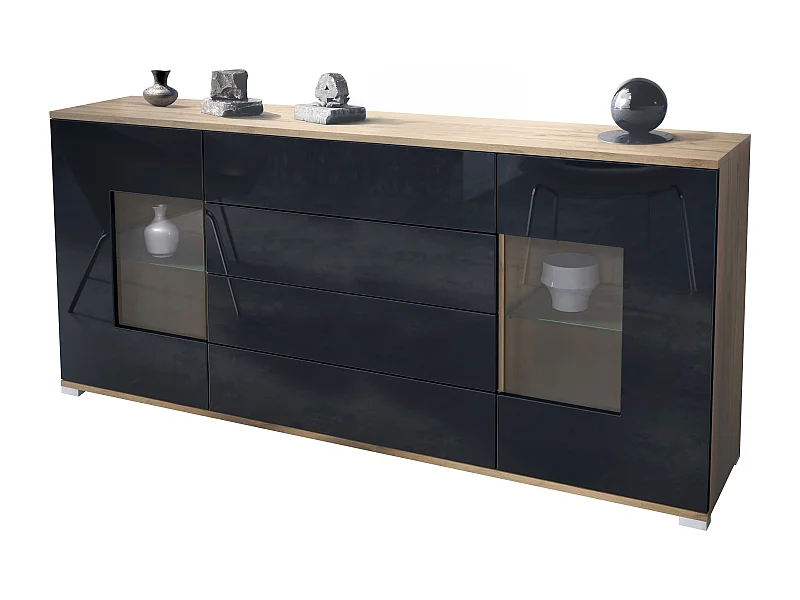 SIDEBOARD Grömitz Schwarz Hochglanz
