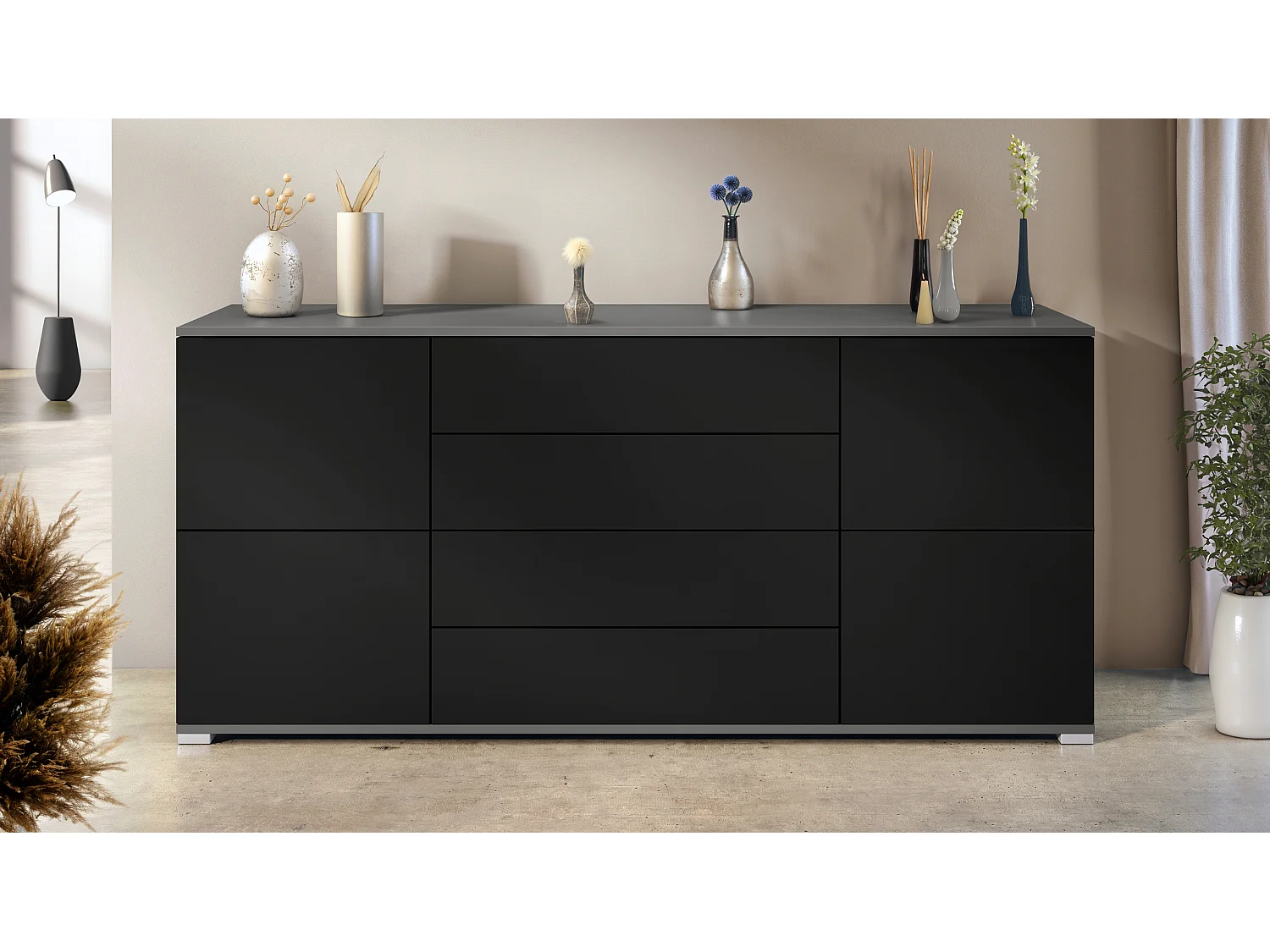 SIDEBOARD Rova Schwarz matt