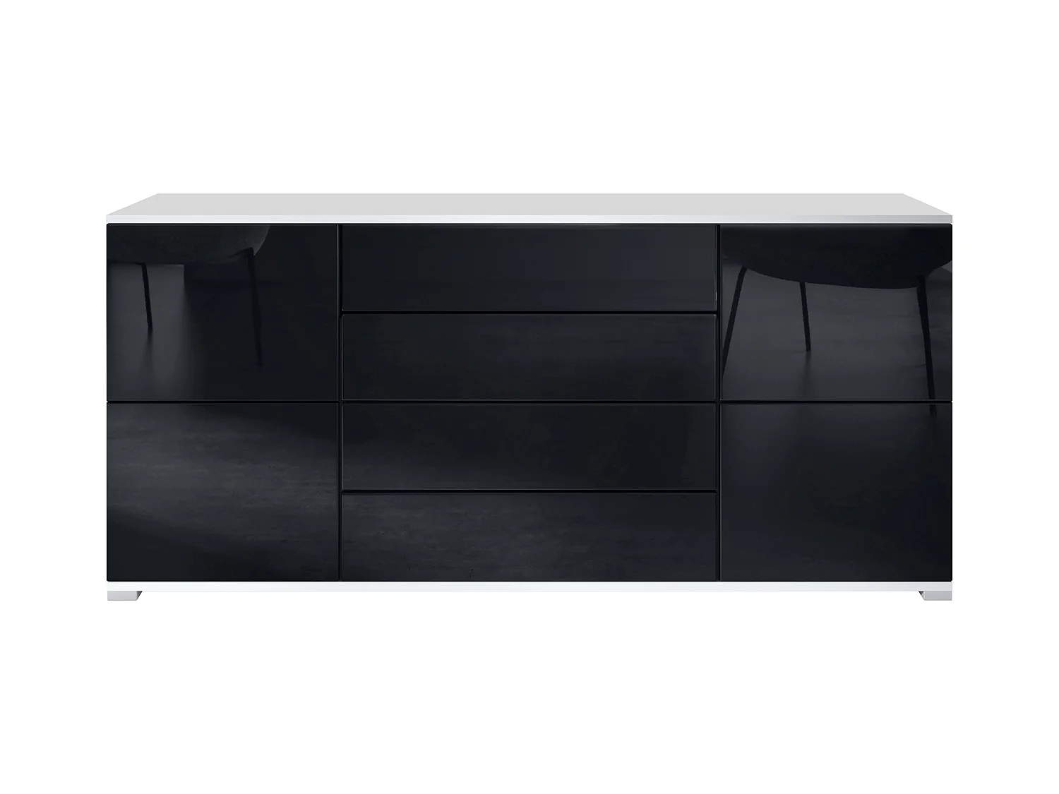 SIDEBOARD Rova Schwarz Hochglanz