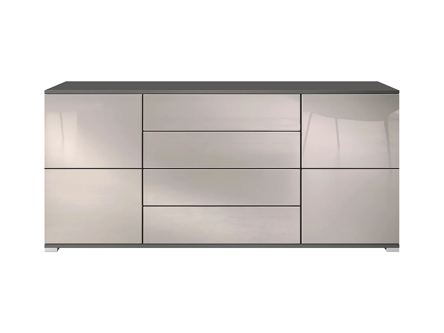 SIDEBOARD Rova Sandgrau Hochglanz