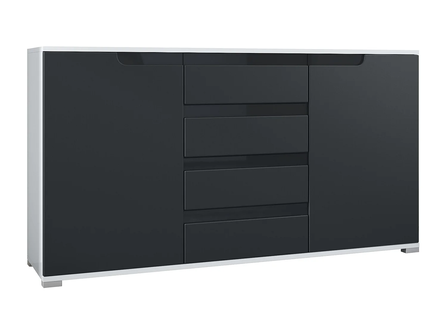SIDEBOARD Sylt Schwarz matt / Schwarz Hochglanz