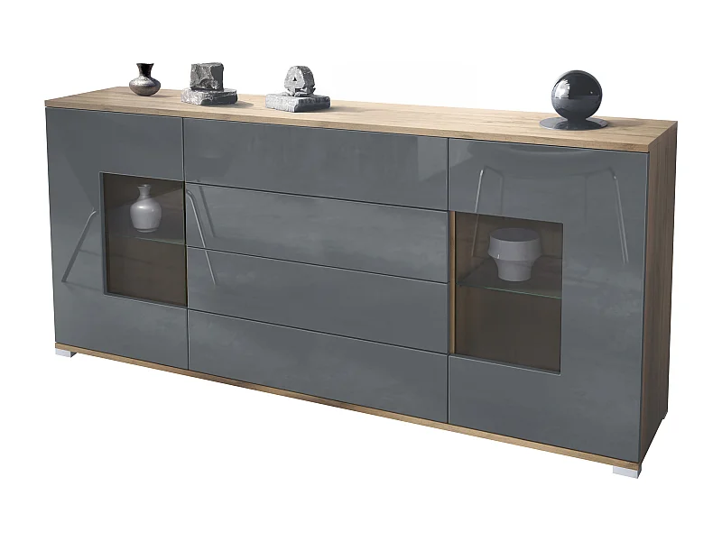 SIDEBOARD Grömitz Grau Hochglanz