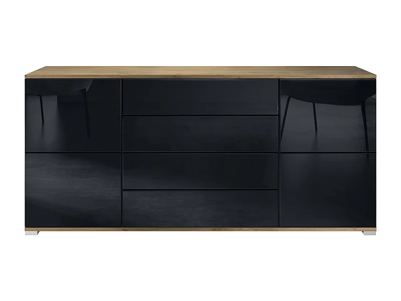 SIDEBOARD Rova Schwarz Hochglanz