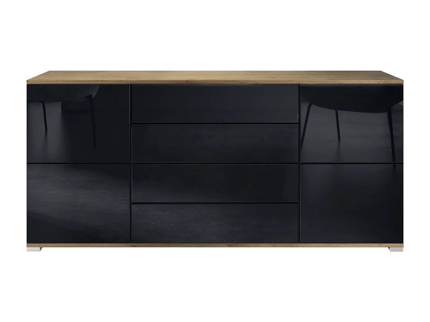 SIDEBOARD Rova Schwarz Hochglanz
