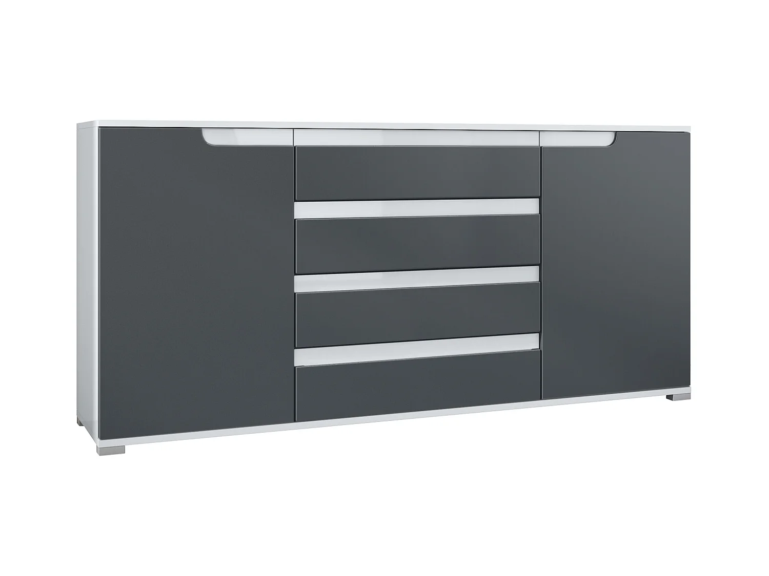 SIDEBOARD Sylt Anthrazit matt / Weiß Hochglanz