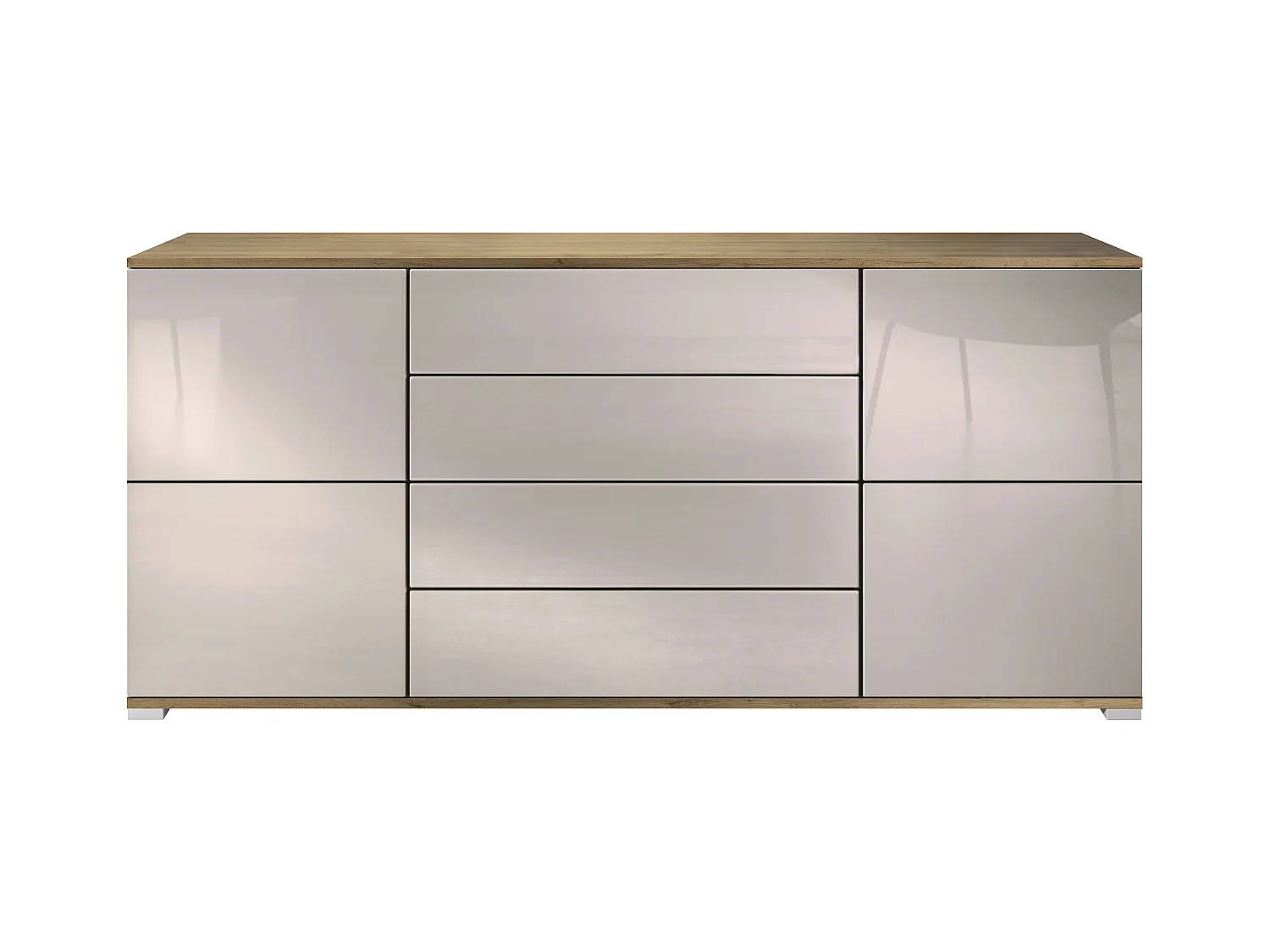 SIDEBOARD Rova Sandgrau Hochglanz