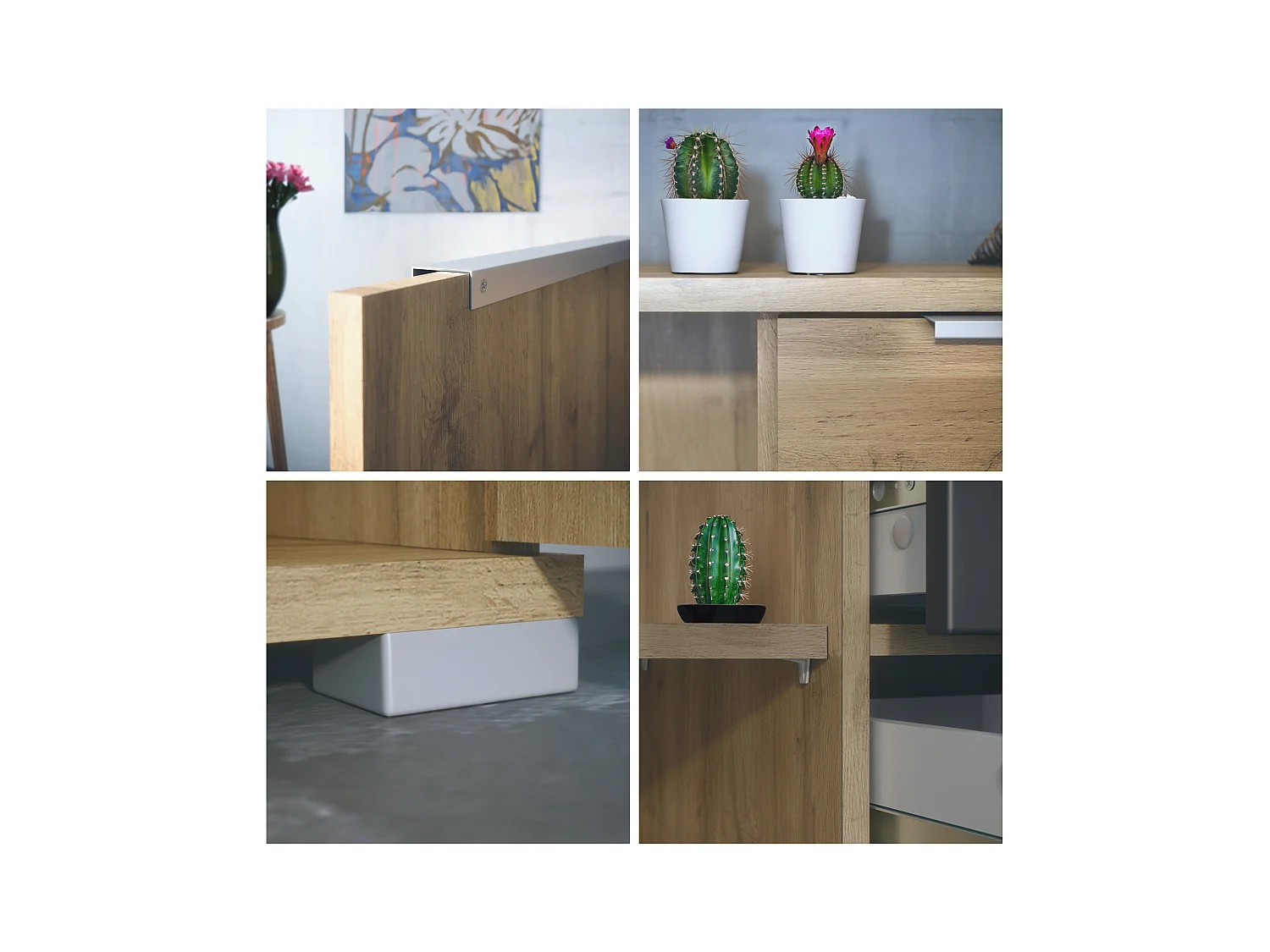 Buffet Linio V2 – Commode moderne avec 2 portes et 4 tiroirs, Chêne Evoke/anthracite mat, 166,5 x 75,5 x 35 cm (L x H x P) – Meuble de rangement bahut