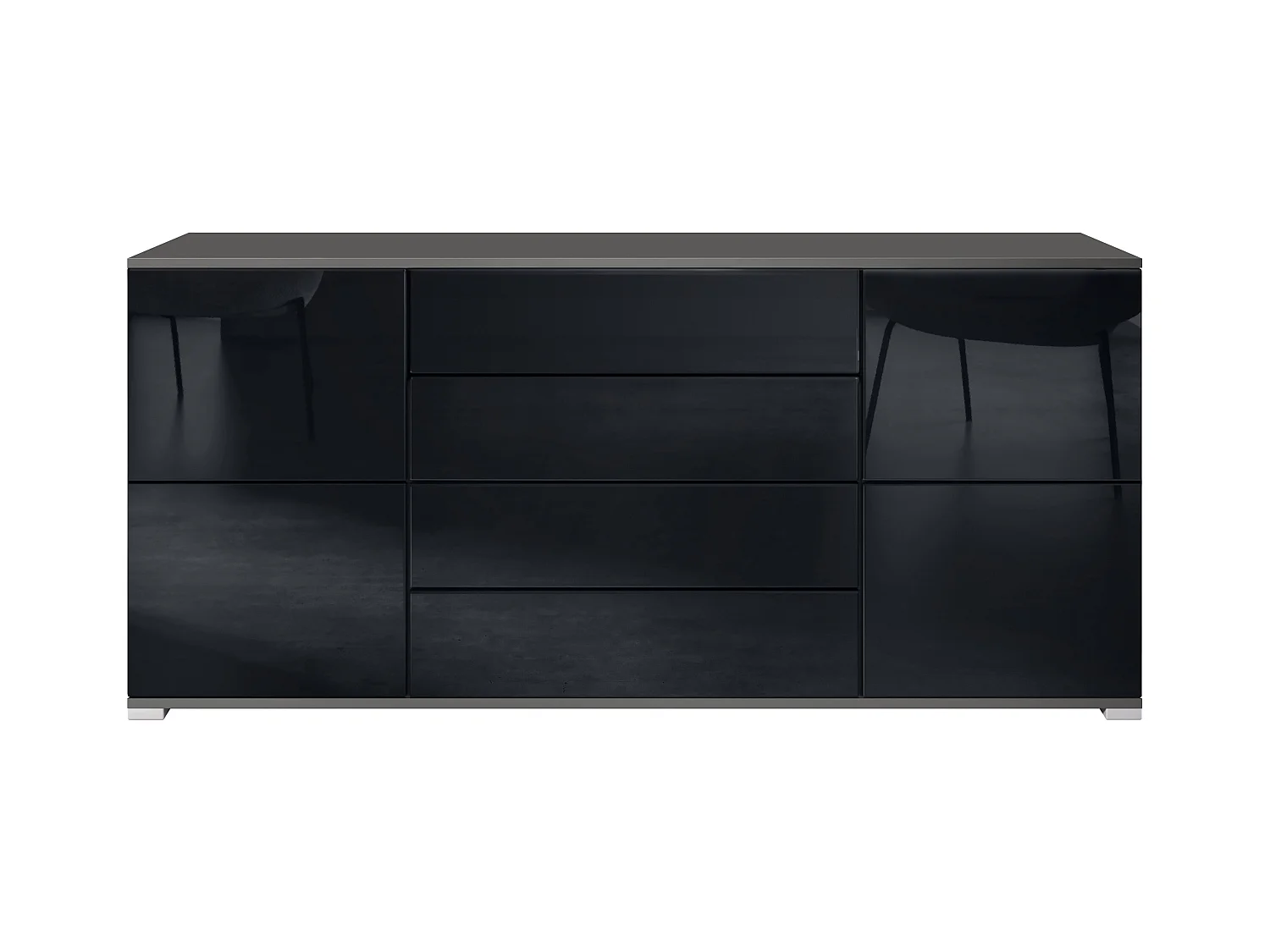 SIDEBOARD Rova Schwarz Hochglanz