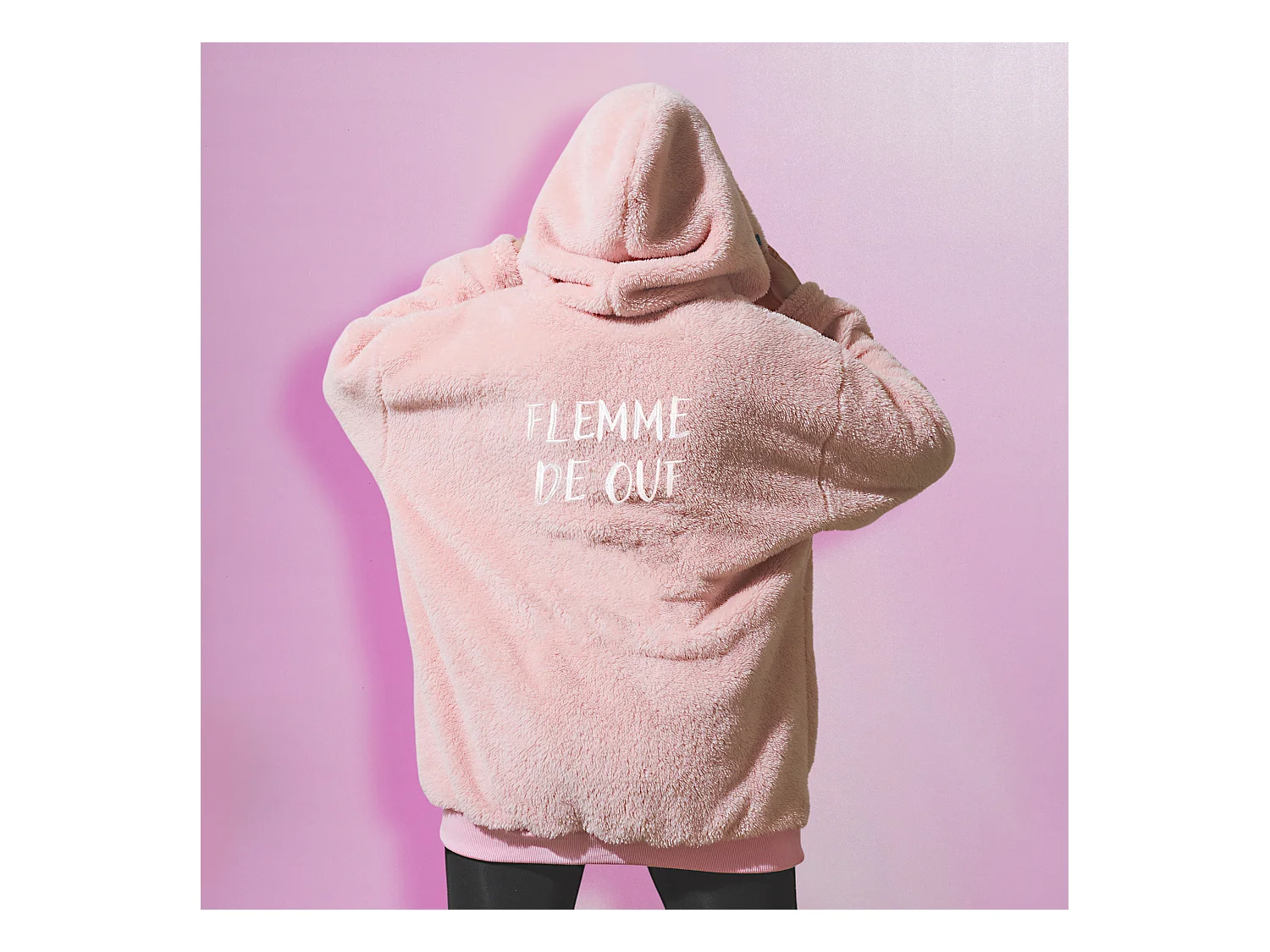 Sweat A Capuche Hoodie Flemme De Ouf Rose Rose, Blanc