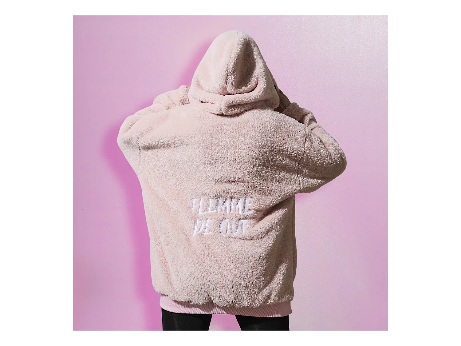 Sweat A Capuche Hoodie Flemme De Ouf Rose Rose, Blanc
