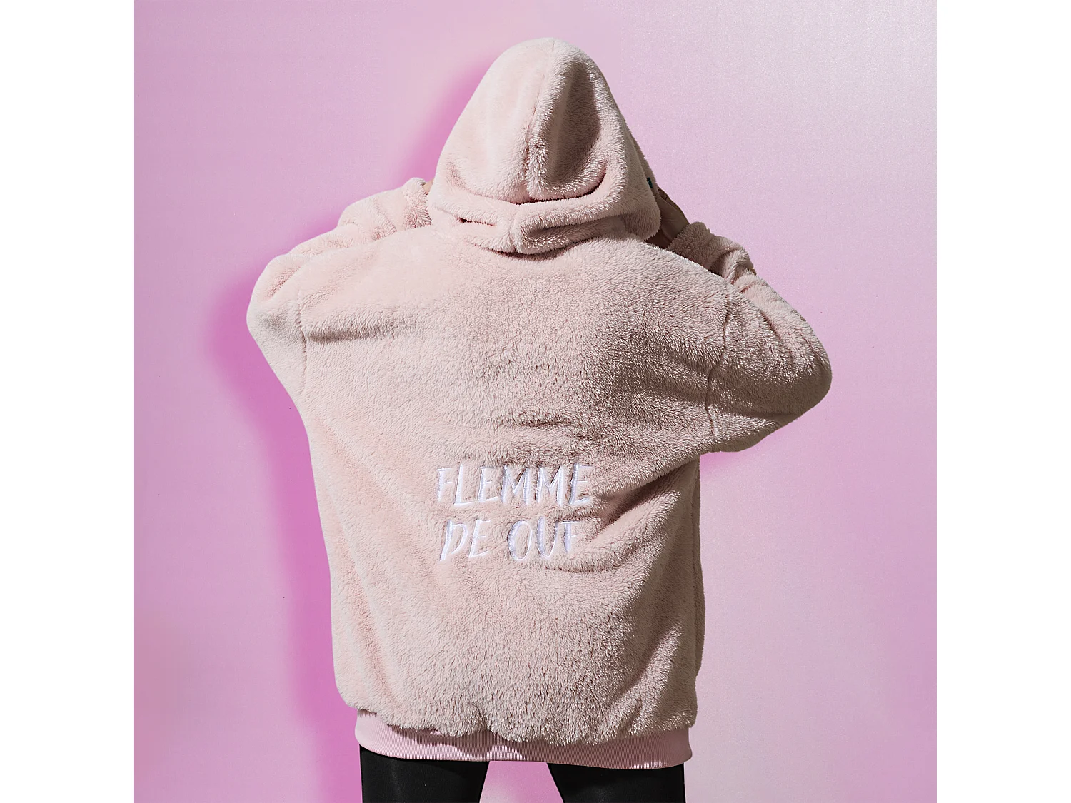 Sweat A Capuche Hoodie Flemme De Ouf Rose Rose, Blanc