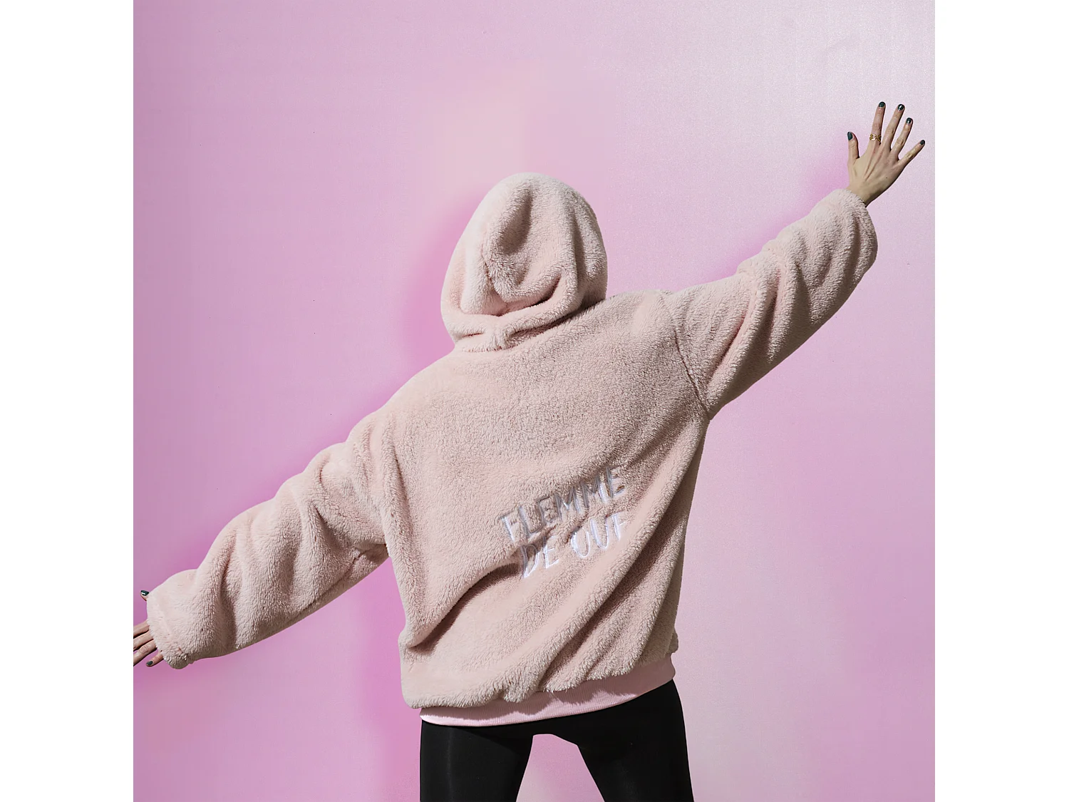 Sweat A Capuche Hoodie Flemme De Ouf Rose Rose, Blanc