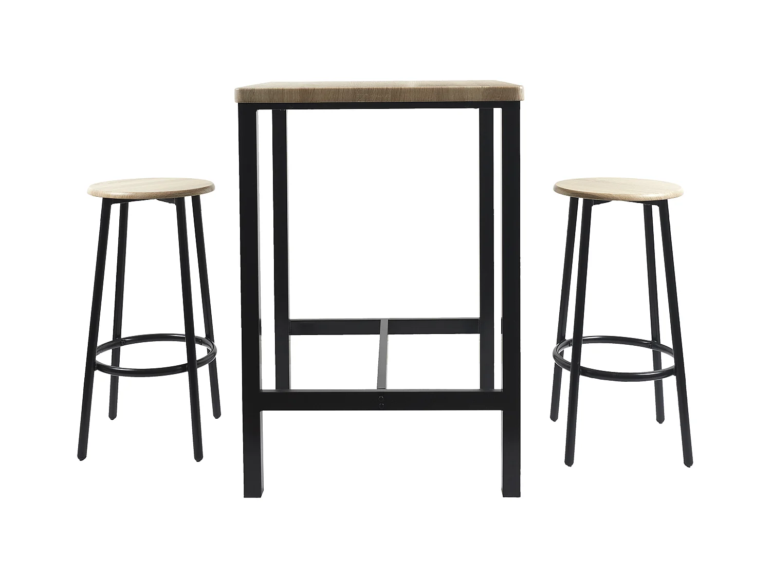 Table Mange Debout Et 2 Tabourets Loka Marron, Noir