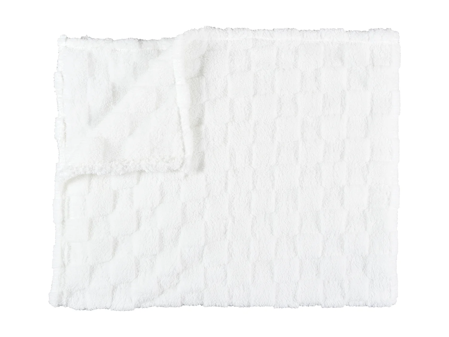 Plaid Flanelle Damier Blanc Et Beige 120x150cm Blanc, Beige