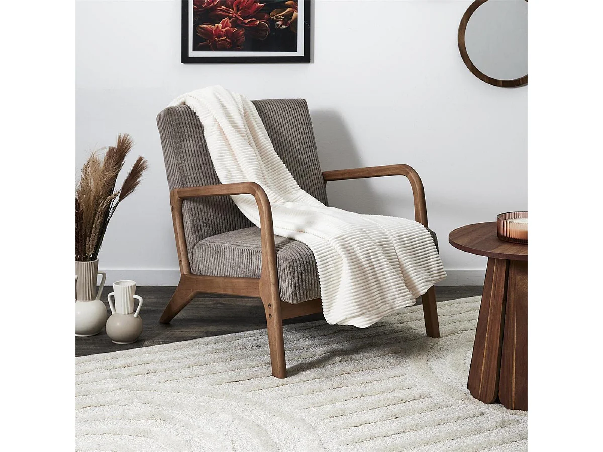 Plaid Grosse Cotes Flanelle 120x150cm Blanc, Rouge, Gris