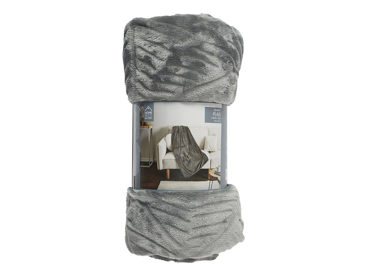 Plaid - HOME DECO FACTORY - Embossé - Flanelle - Gris