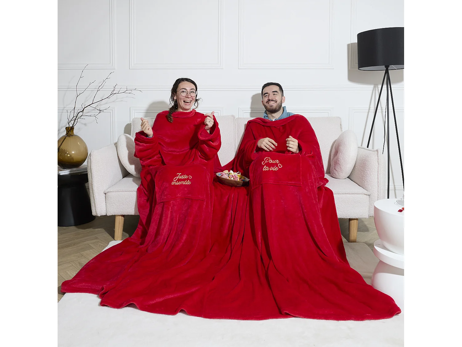 Plaid Double "Pour la Vie" 200x254cm Rouge