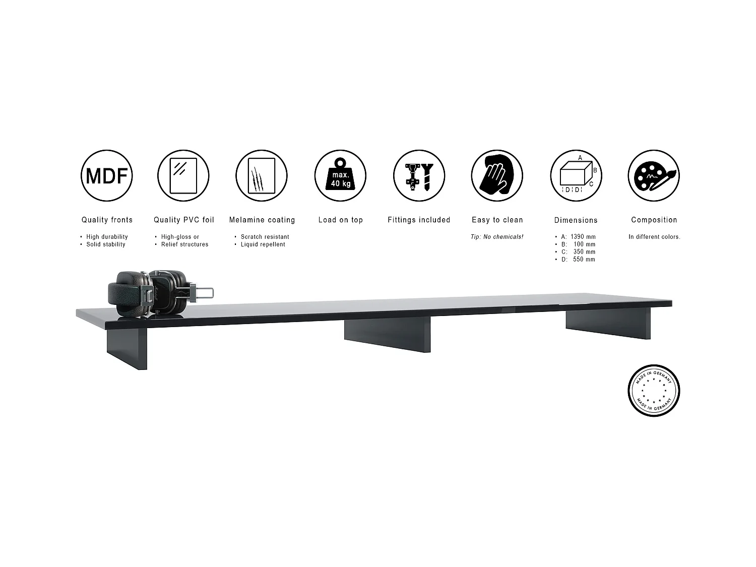 TVAUFSATZ Game Schwarz matt / Sandgrau Hochglanz