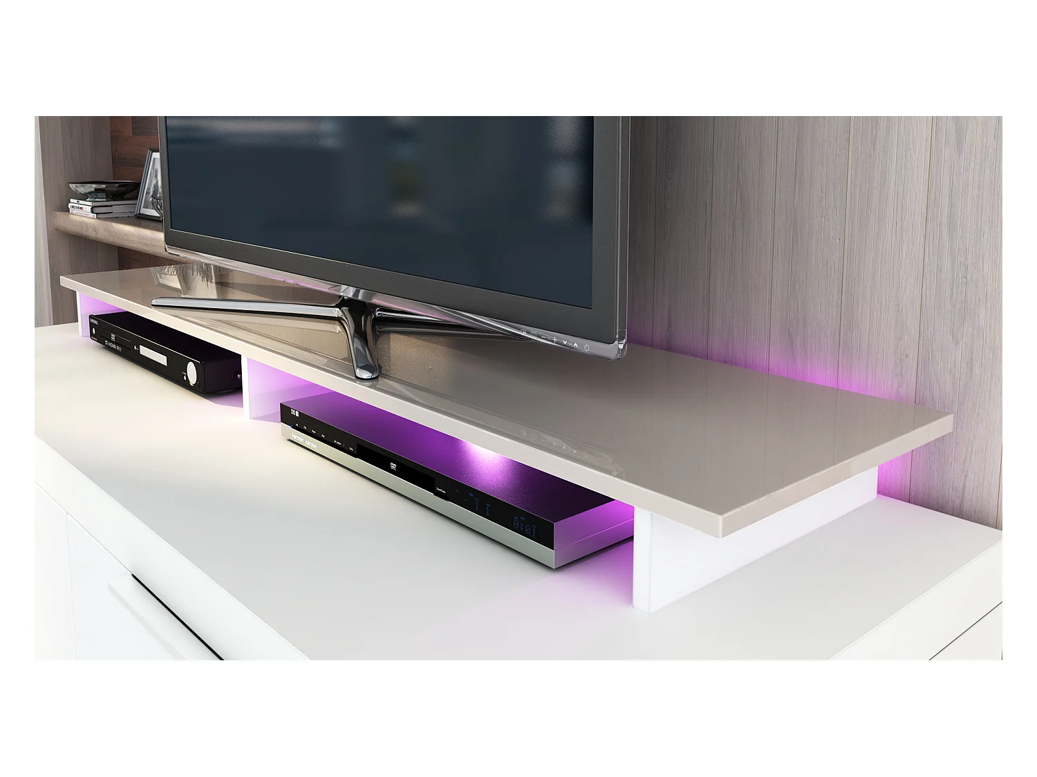 TVAUFSATZ Game Weiß matt / Sandgrau Hochglanz