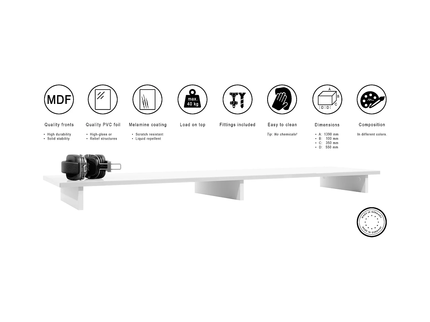 TVAUFSATZ Game Weiß matt / Sandgrau Hochglanz