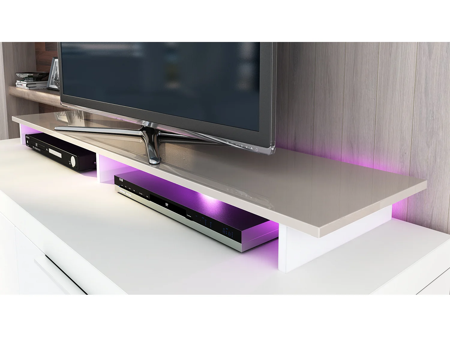 TVAUFSATZ Game Weiß matt / Sandgrau Hochglanz