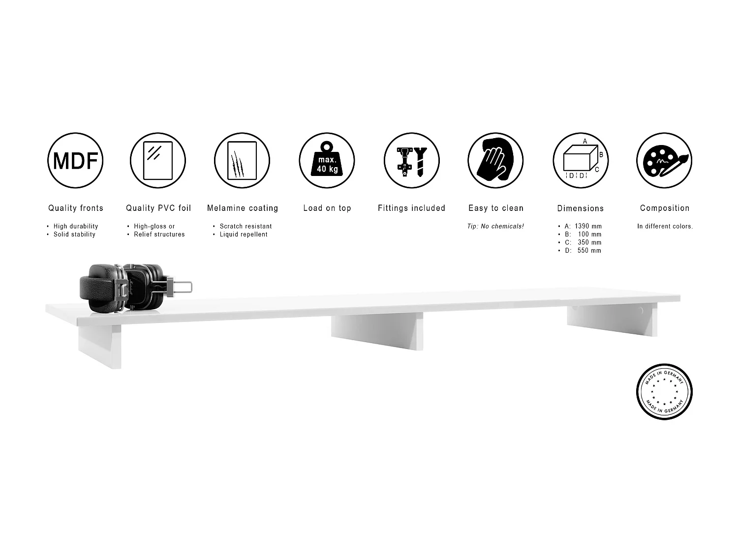 TVAUFSATZ Game Weiß matt / Sandgrau Hochglanz
