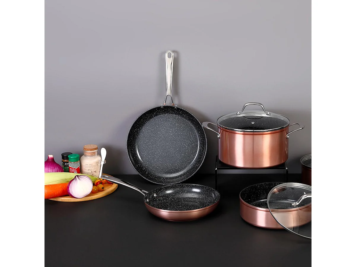 Poêle cuivré 24cm Greblon céramique - "Elégance"