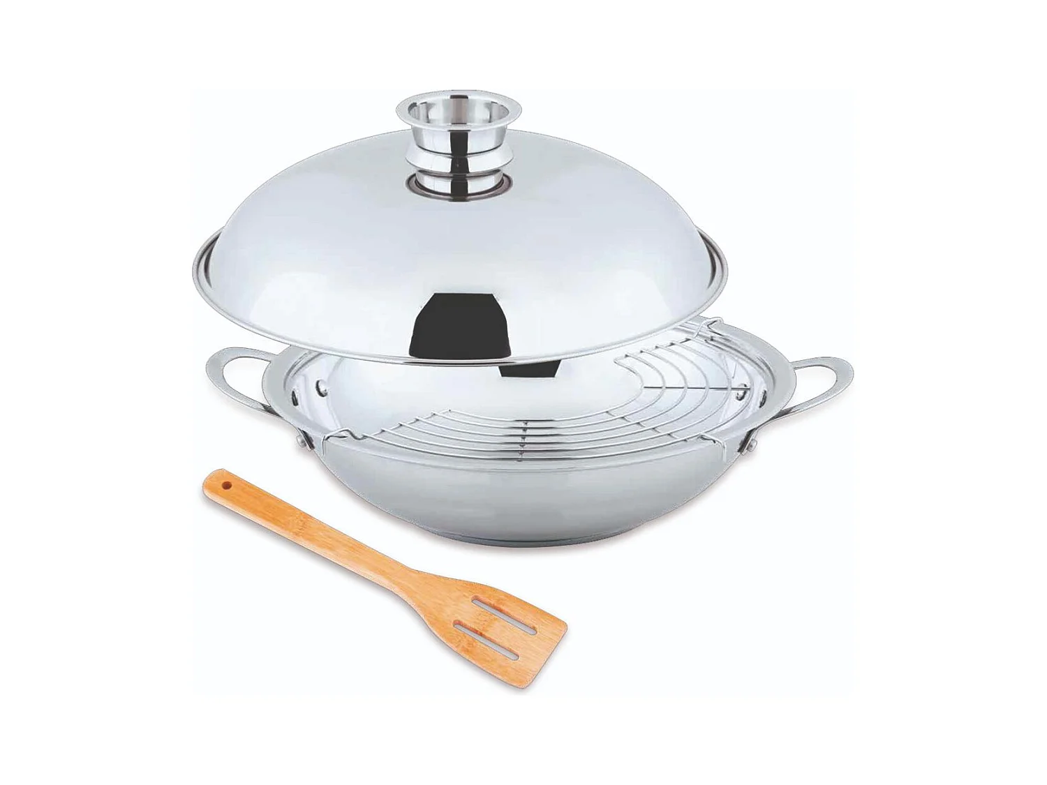 Wok 32cm 4 pièces en acier inoxydable